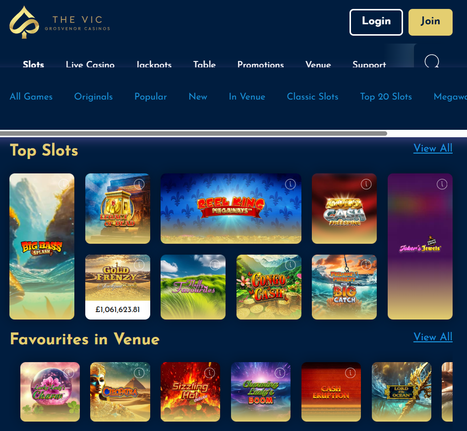 UK casino sites - the vic