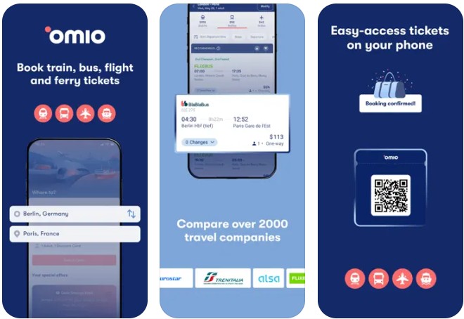 Omio travel planning app