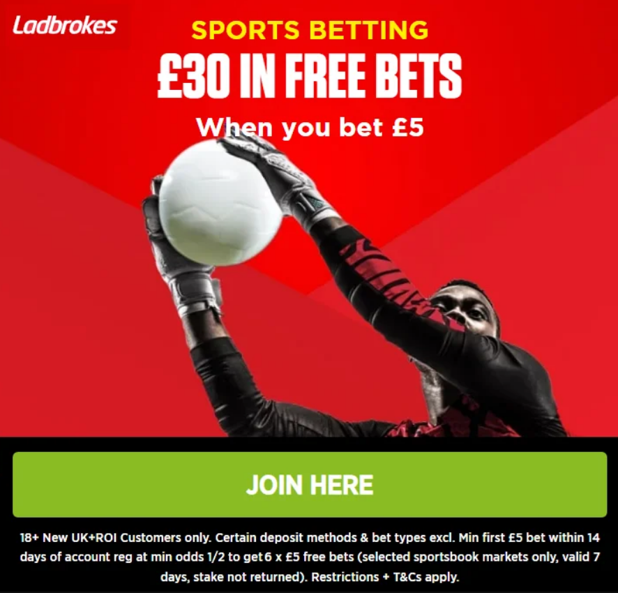 £5 deposit bonus Ladbrokes welcome free bet