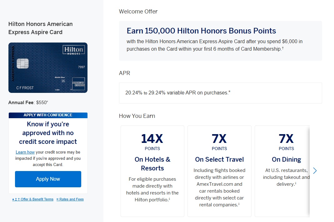 Hilton Honors AMEX Aspire Card