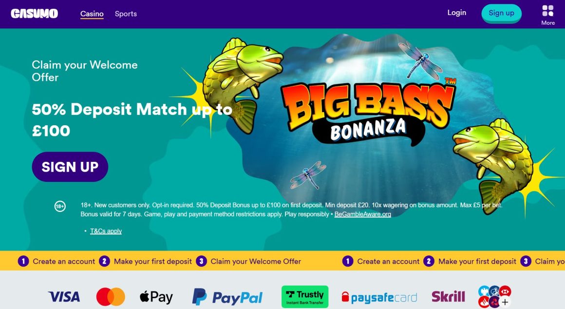 Casumo UK deposit bonus for slots