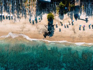 Aerial view of Virgin Beach in Karangasem