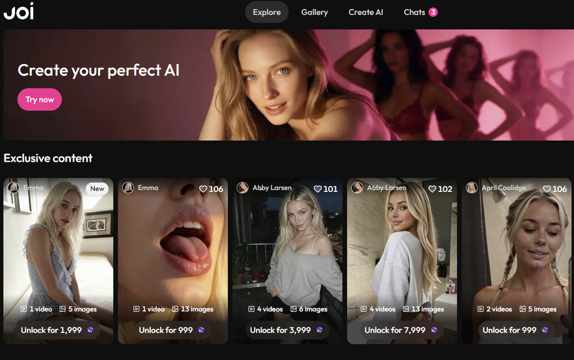 AI girlfriend with video call and chat / JOI.com