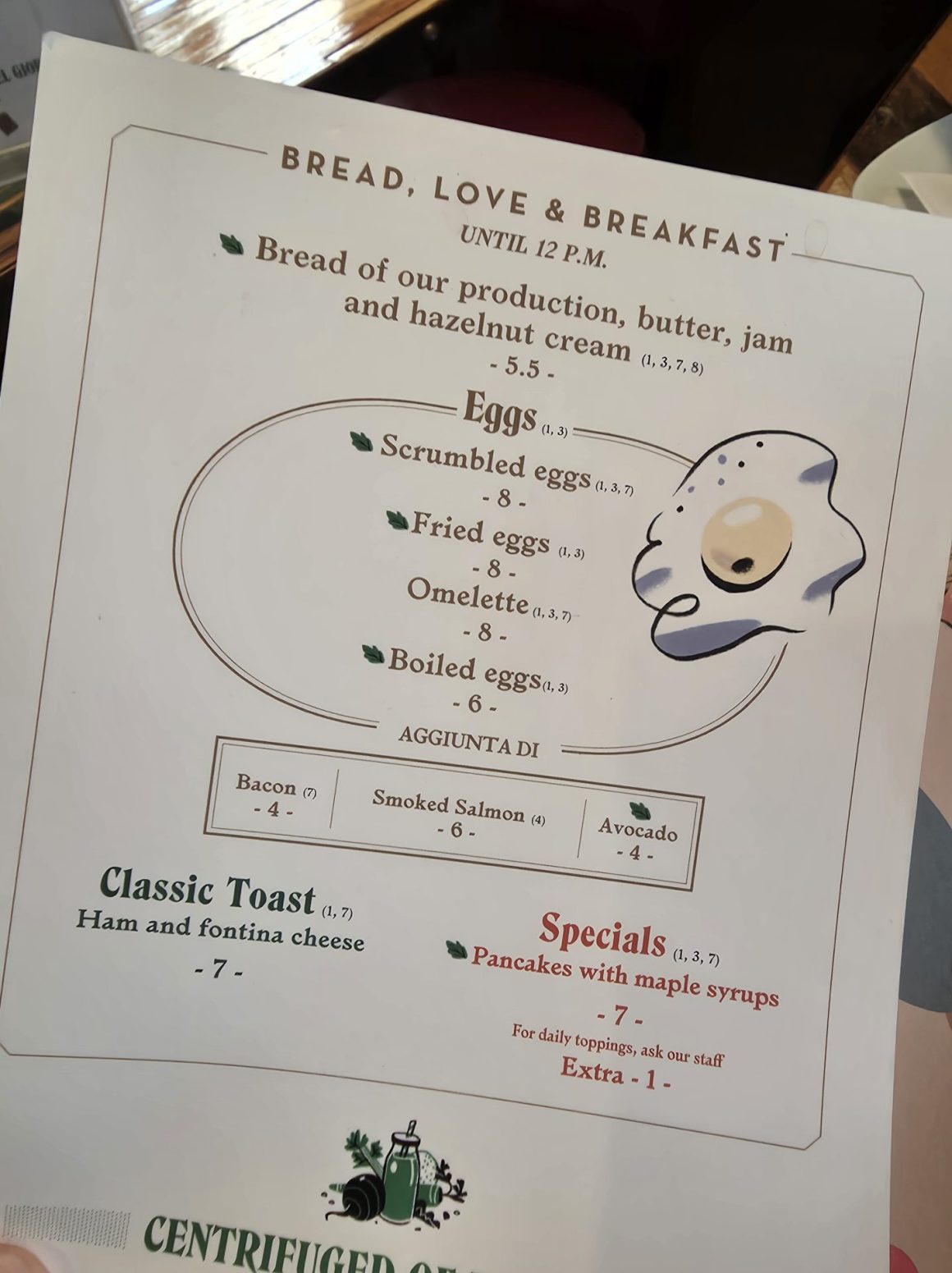 breakfast in Milan, eggs, fried, scrumbled and boiled