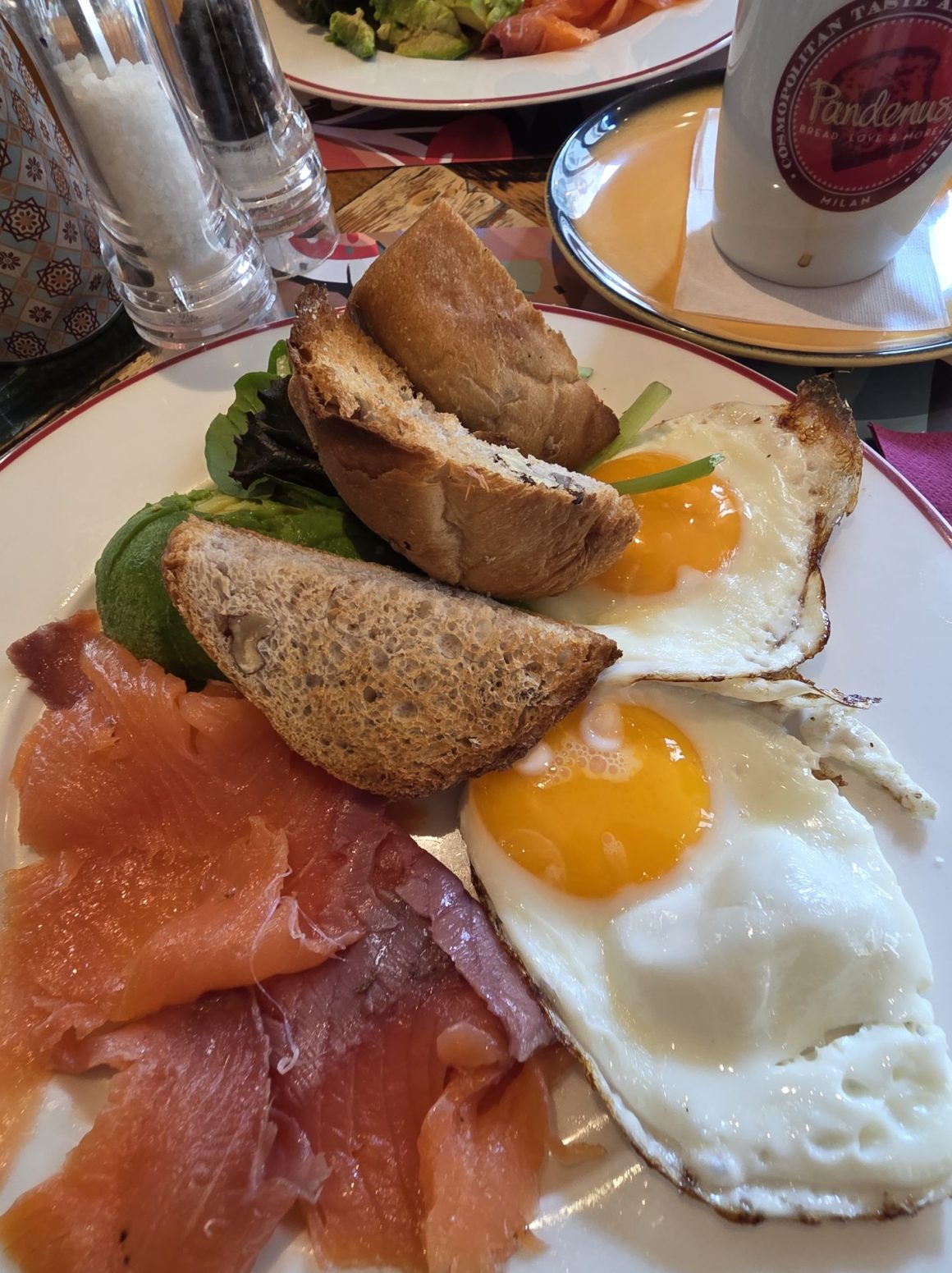 Nice breakfast in milano with eggs and avocado