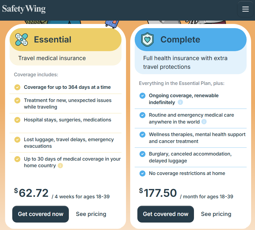 Digital Nomad Health Insurance by SafetyWing