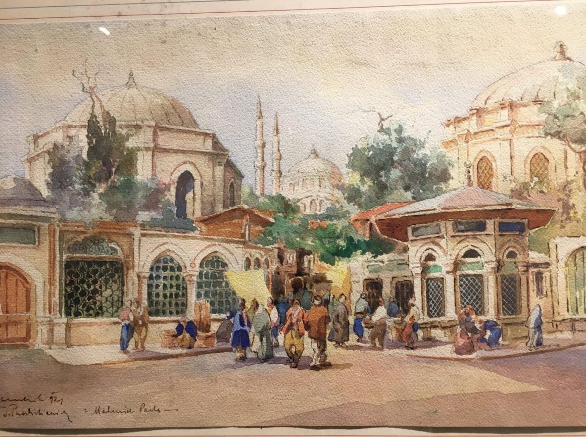 An illustration of a street in old Istanbul