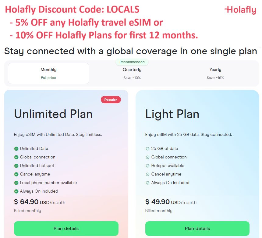 Holafly esim discount bonus codes