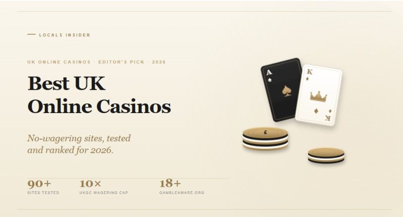 Best UK online casinos 2026 — Locals Insider's ranking of the top UKGC-licensed no-wagering casino sites, tested for bonuses, payouts and live dealer play.
