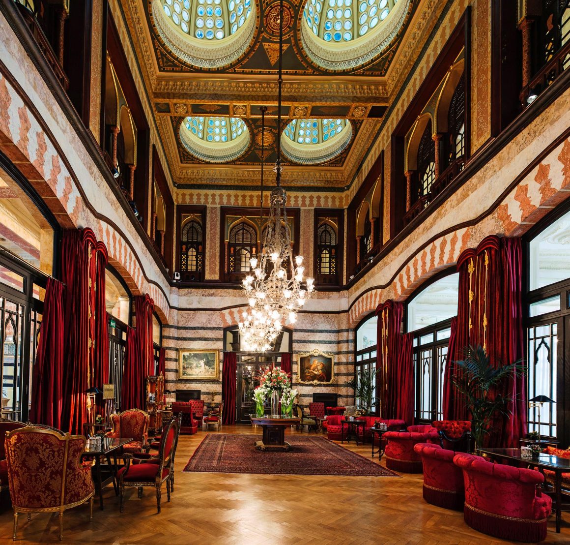The interior of the Pera Palace Hotel
