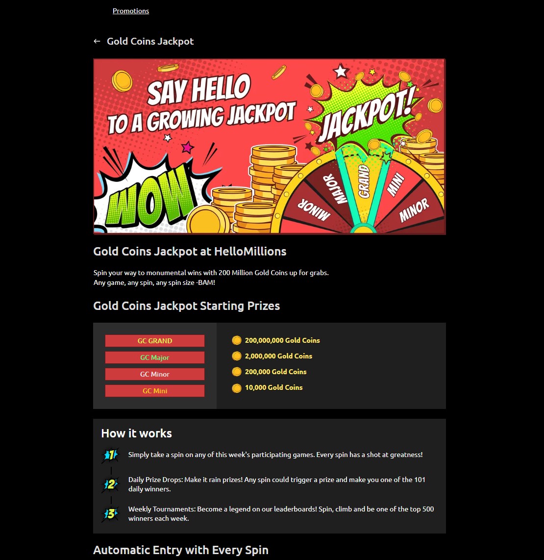 Hello Millions Casino Bonuses