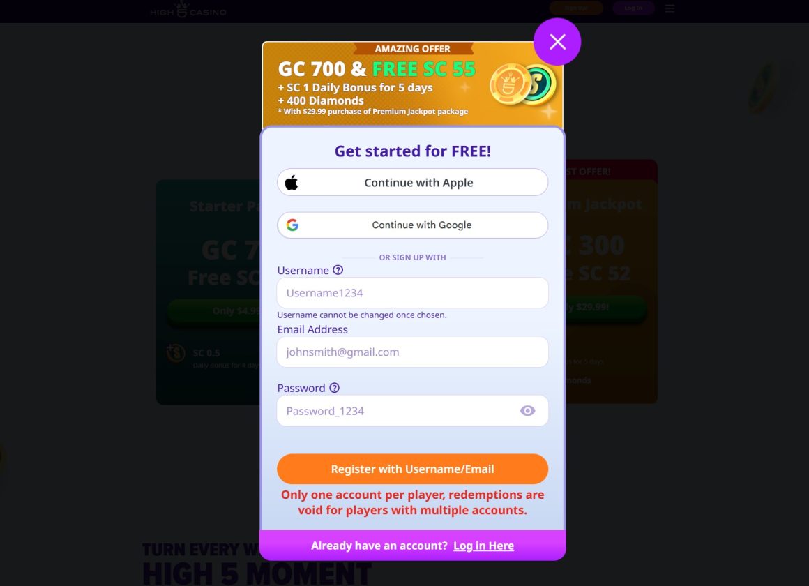 High 5 Casino Welcome Bonus