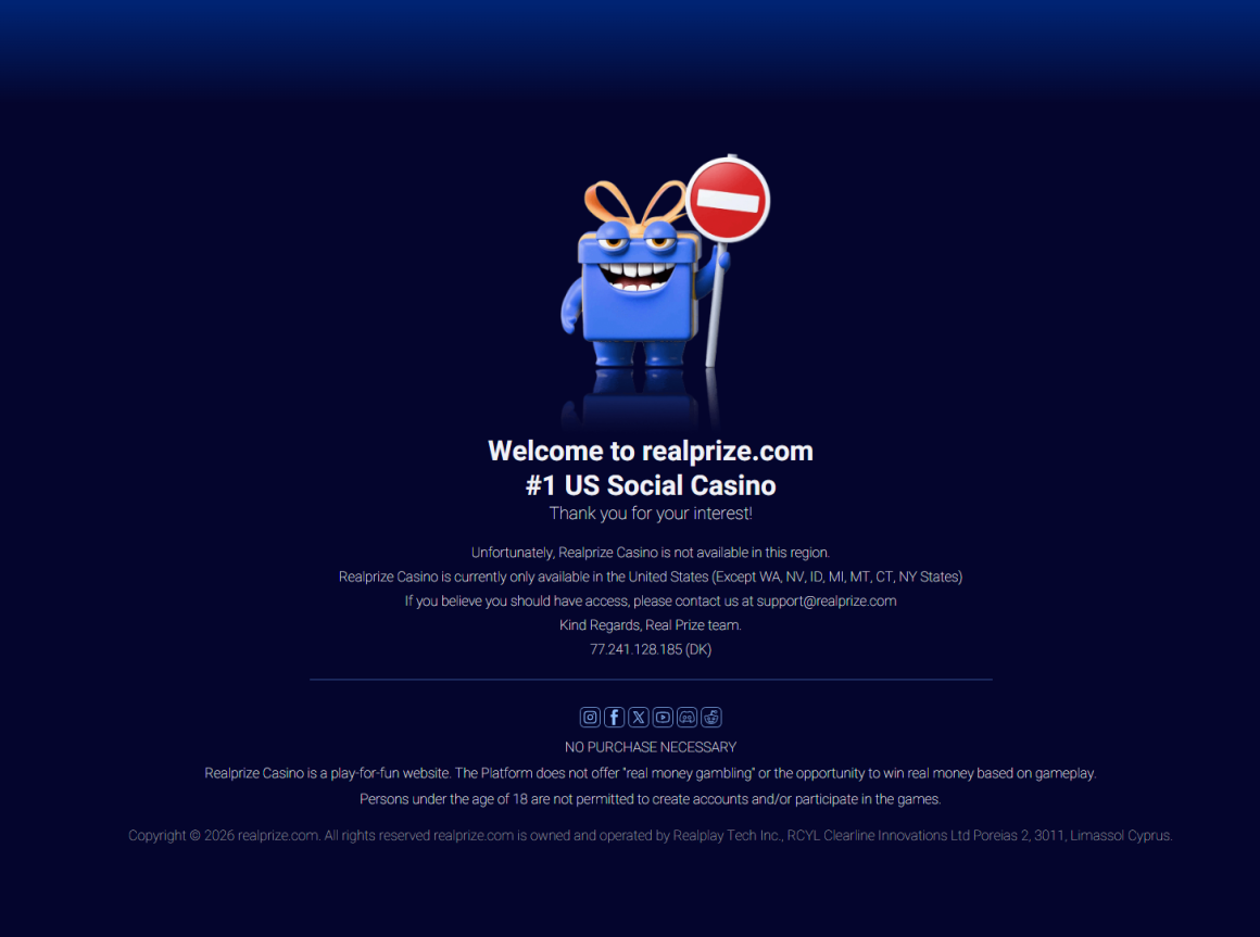 Where Is RealPrize Casino Legal? US States Eligible & Restricted