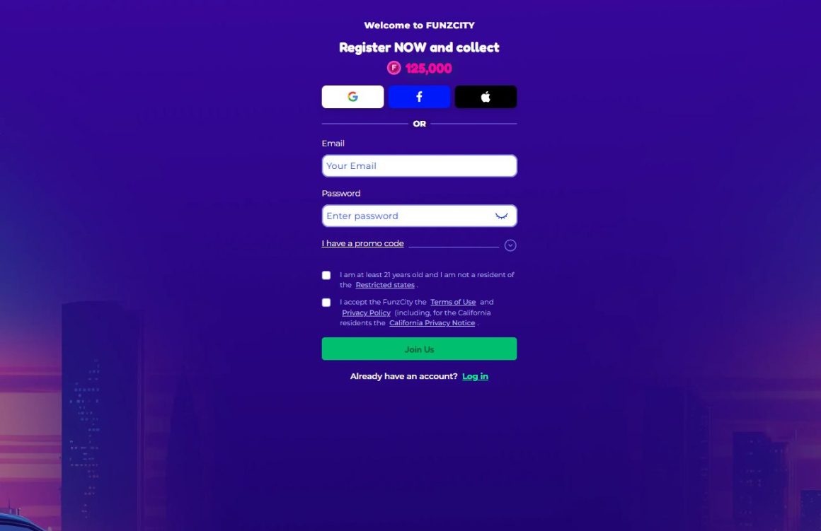 Sign Up at FunzCity