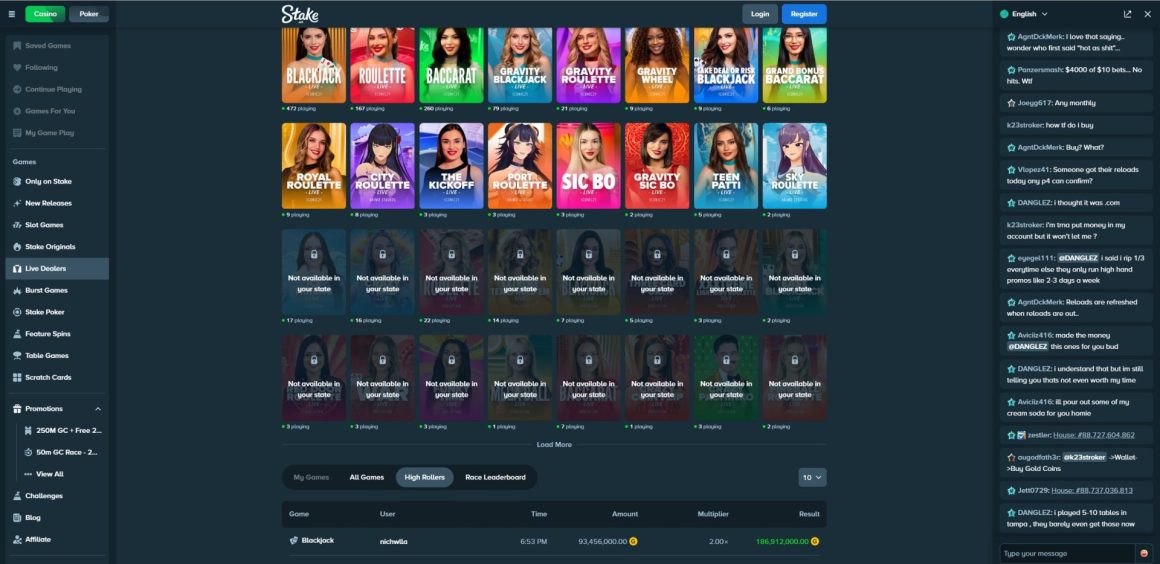 Stake US casino live games