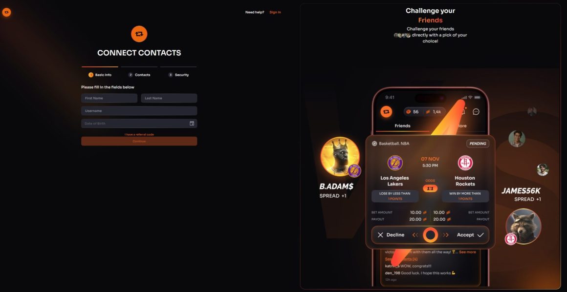 Rebet sign up page