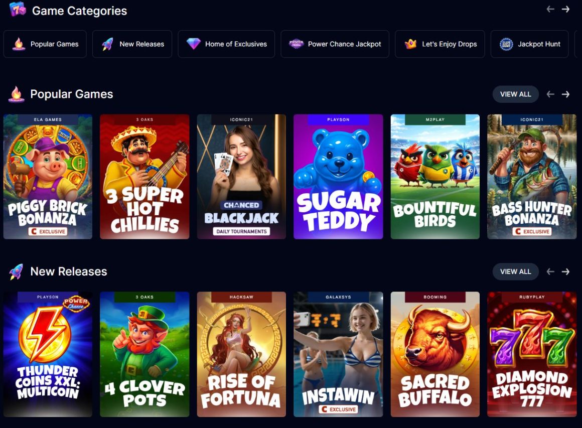 Chanced Games, Slots and Live Dealers