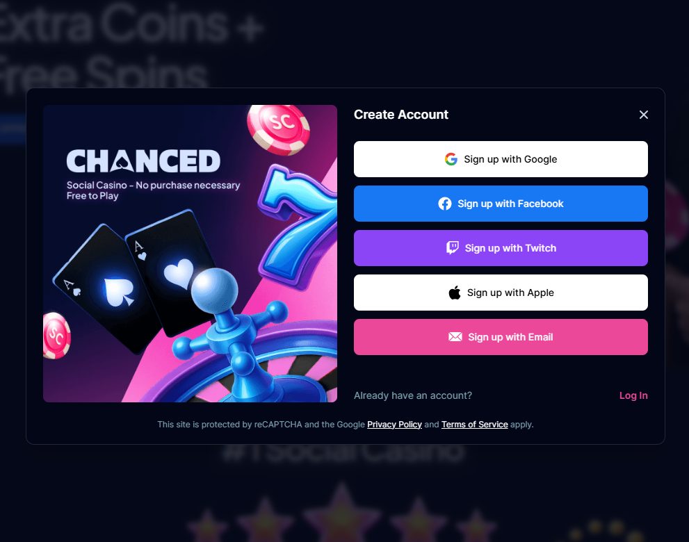 How to Sign Up at Chanced