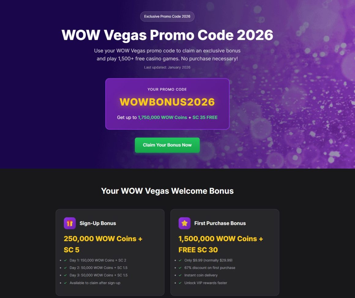 WOW Vegas Promo Code