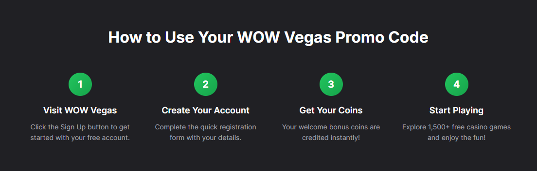 steps to use WOW Vegas bonus code