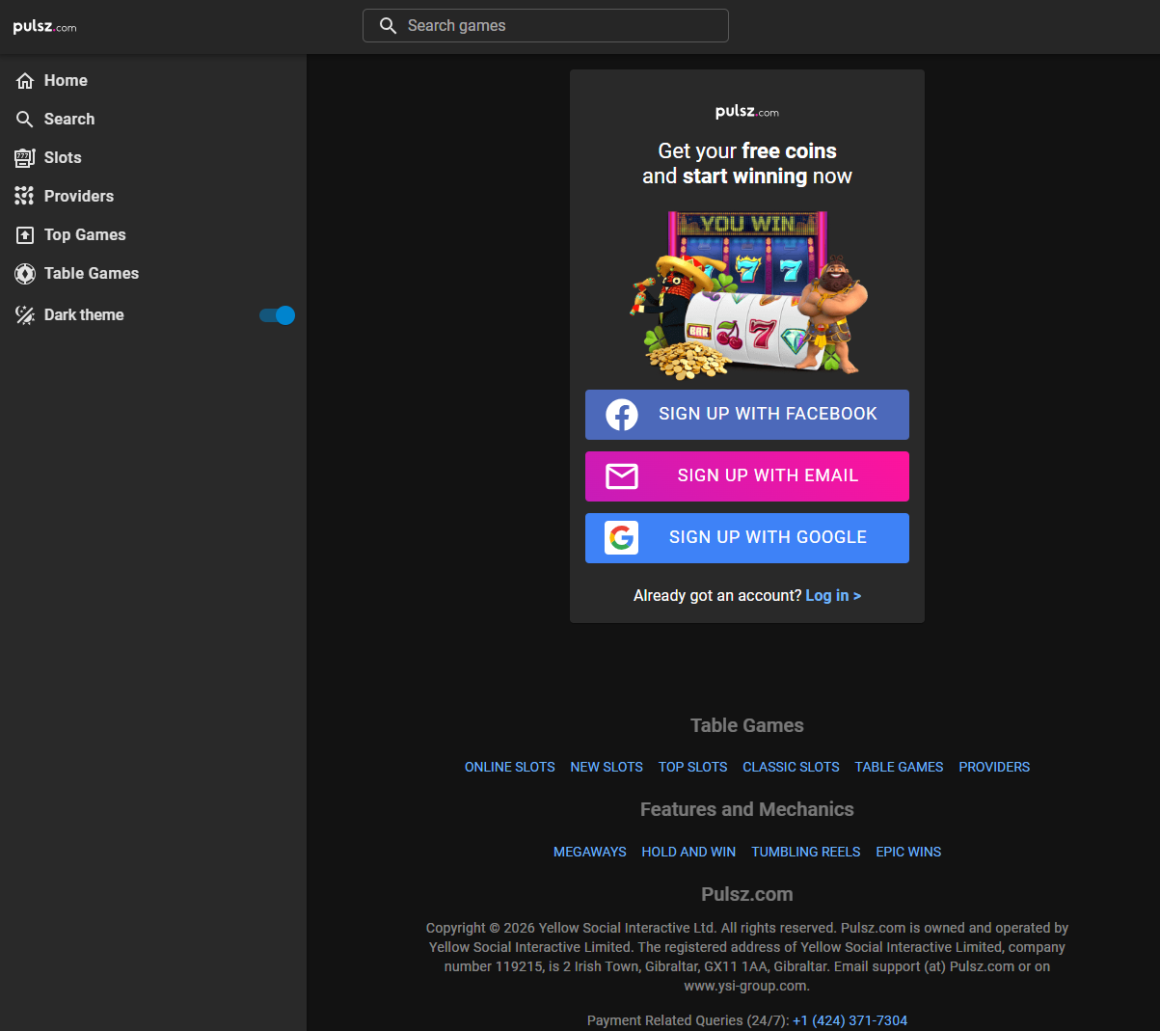 Pulsz Sign up Bonus