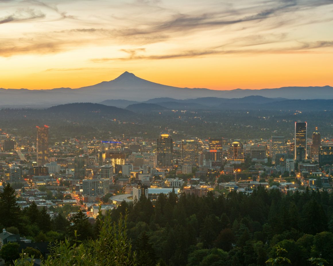 Portland and Mount Hood in Oregon