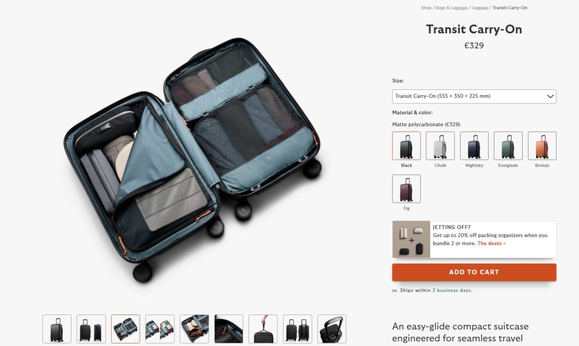 Bellroy's best-selling Transit Carry-On luggage