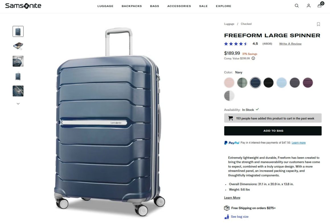 Samsonite's best-selling Outline Pro Global Carry-On Spinner