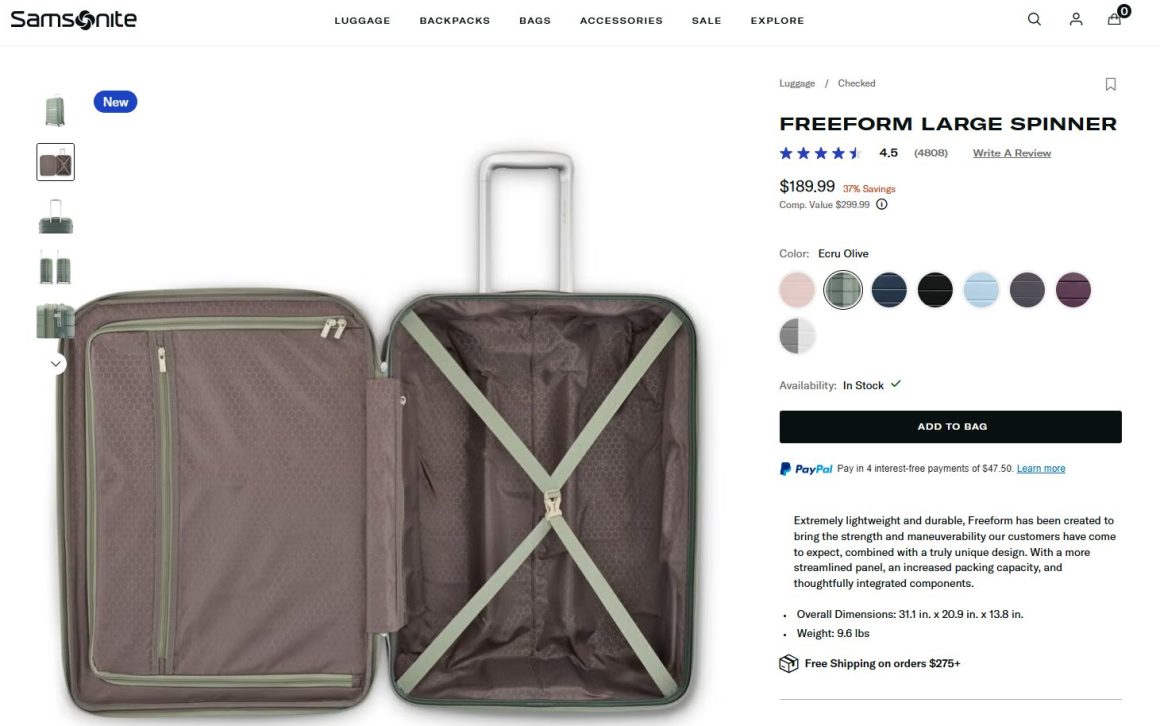 The Freeform Large Spinner could be your next checked bag