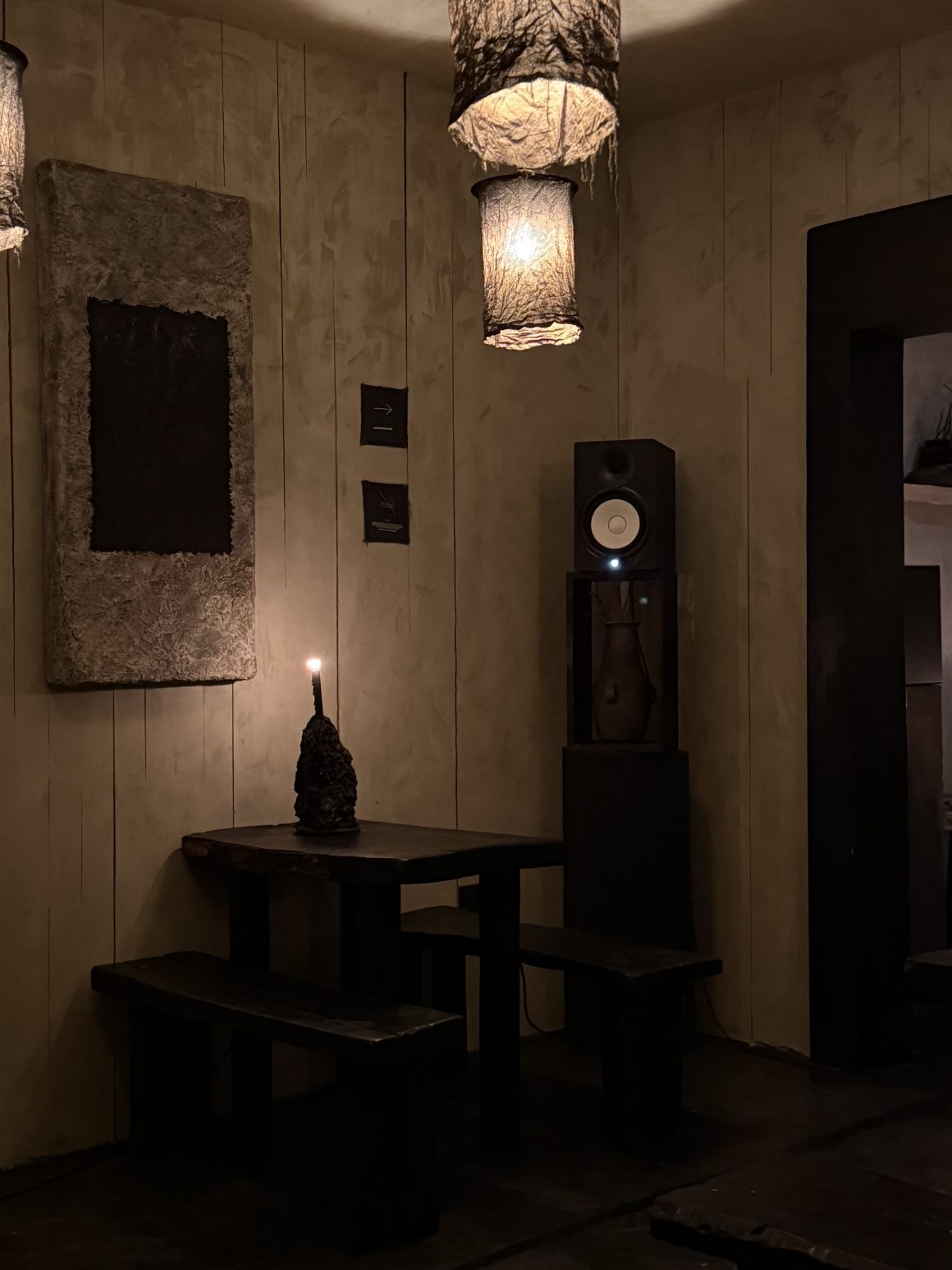 Candlelit dining room and handcrafted interior at Canopia in Mexico City