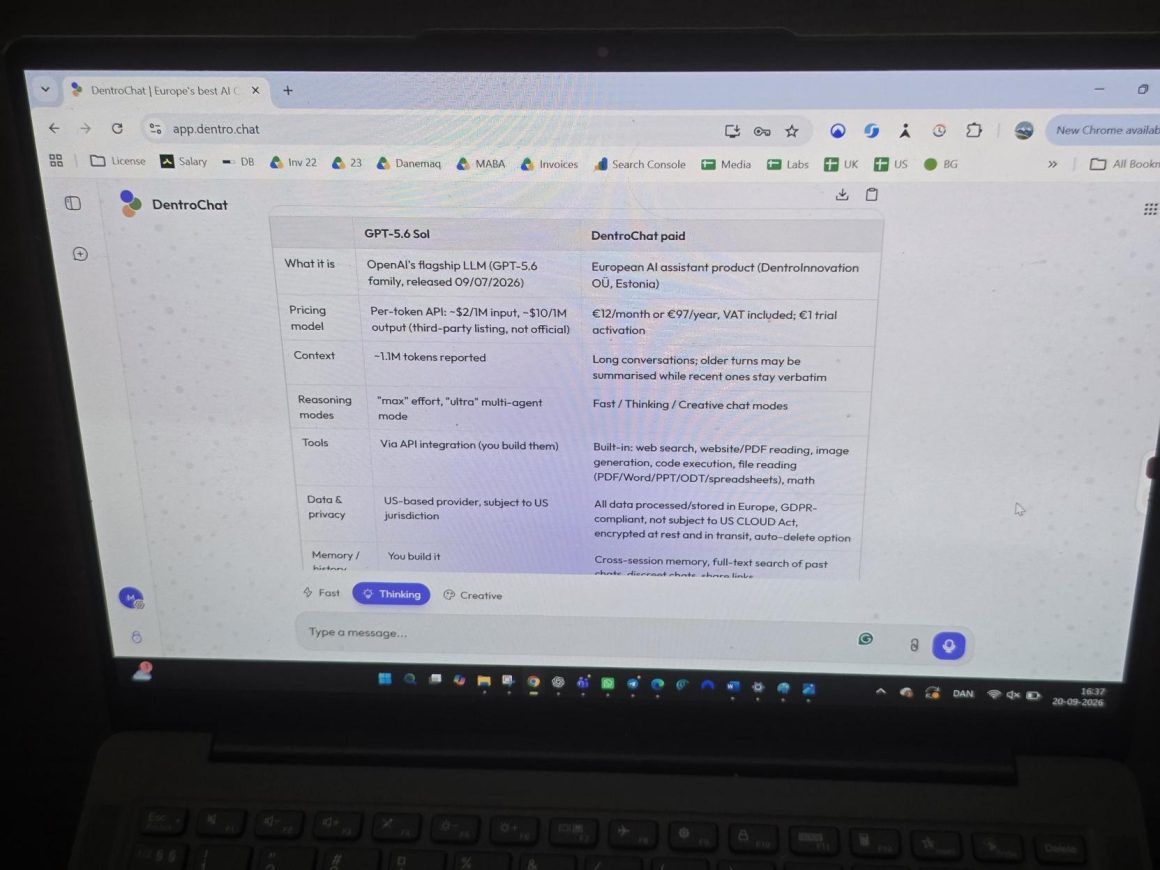 DentroChat EU alternative AI assistant to ChatGPT and Claude