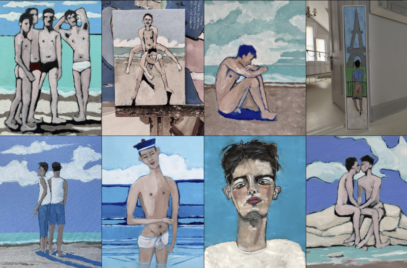 Naked nude male art and paintings by Stabbert