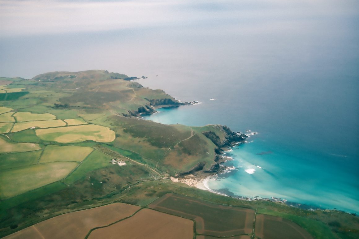Сornish coast from helicopter