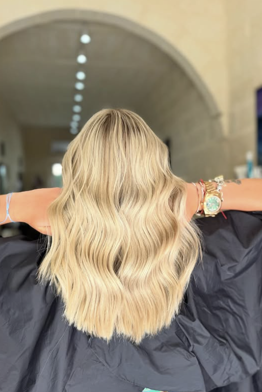 blonde balayage highlights at alpha hari and beauty salon in Malta