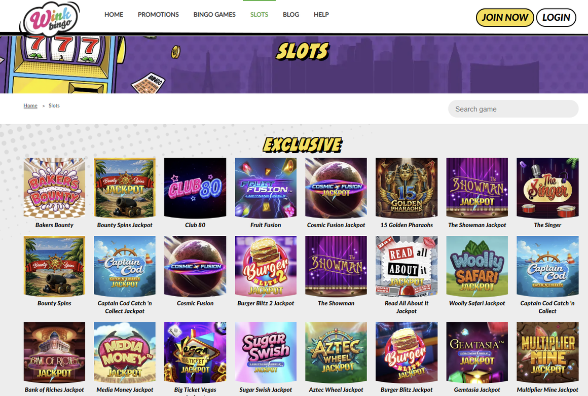 Wink Bingo slot games