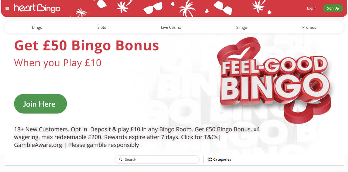 Heart Bingo sign up bonus offer