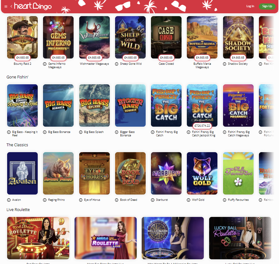 Heart Bingo slots and games