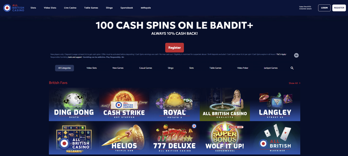 All British Casino sign up bonus