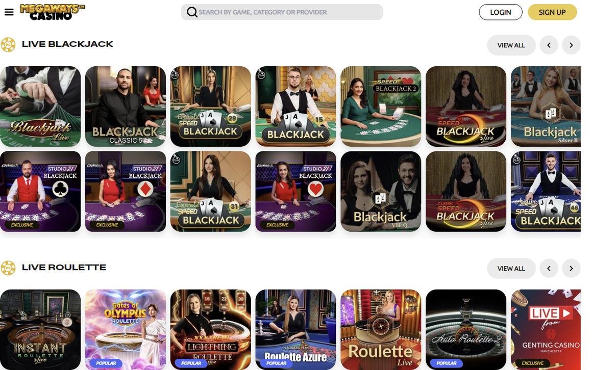 Megaways casino live games review