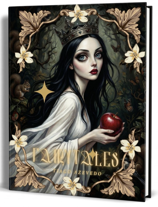 Fairytales: A Journey Through the Magic of Timeless Stories (hardcover, $44.99) — ten classic tales, inspired by the Brothers Grimm, each paired with an original oil painting by Tiago Azevedo, printed on thick matte art paper.