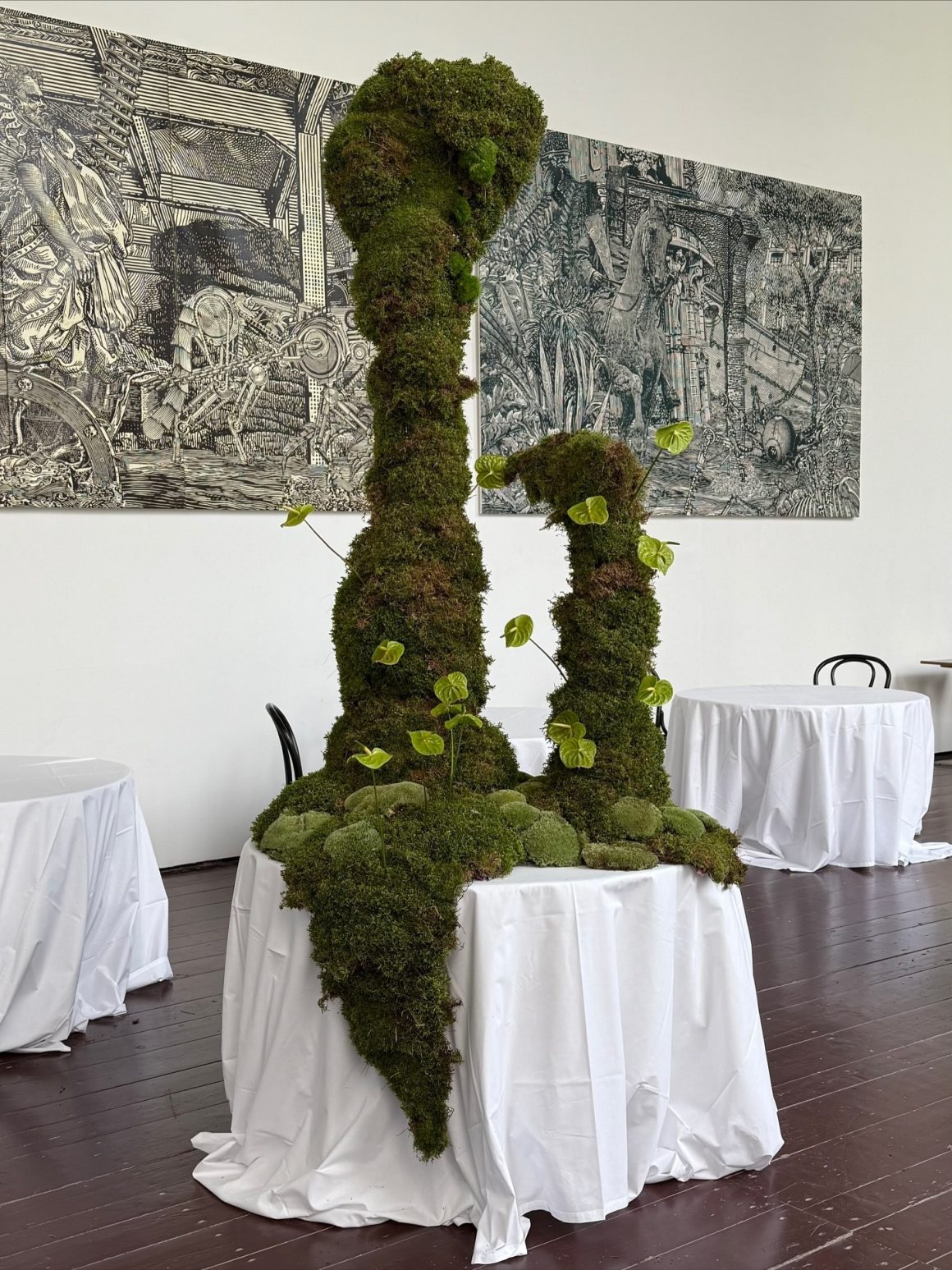 Wild and mossy creatures are taking over the Atelier Augarten for Taubenkobel