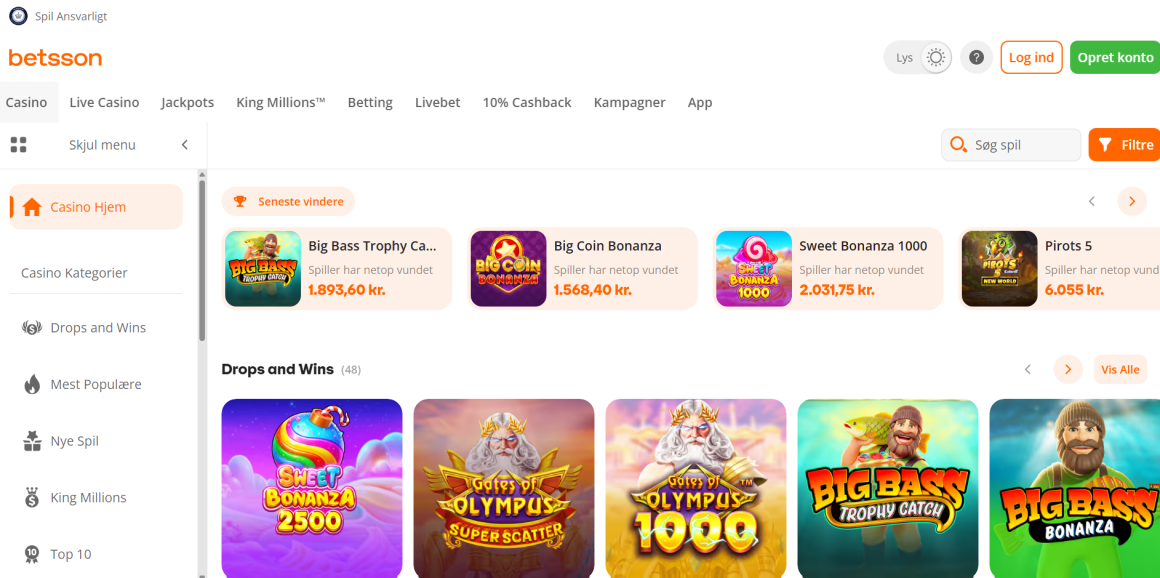 internationalt casino med mange spiludviklere - Betsson Casino