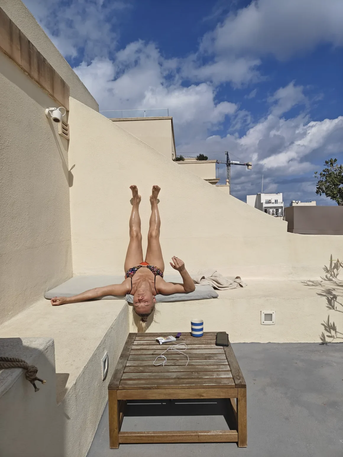 Relaxing on a sunny rooftop terrace in Malta in October - be careful!