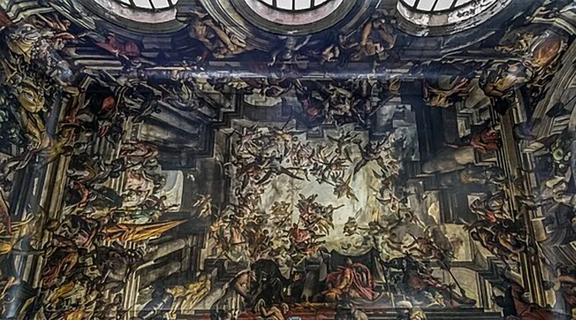 Gian Antonio Fumiani's ceiling The Martyrdom and Glory of Saint Pantaleon in the Church of San Pantalon, Venice, painted in oils on forty joined canvases
